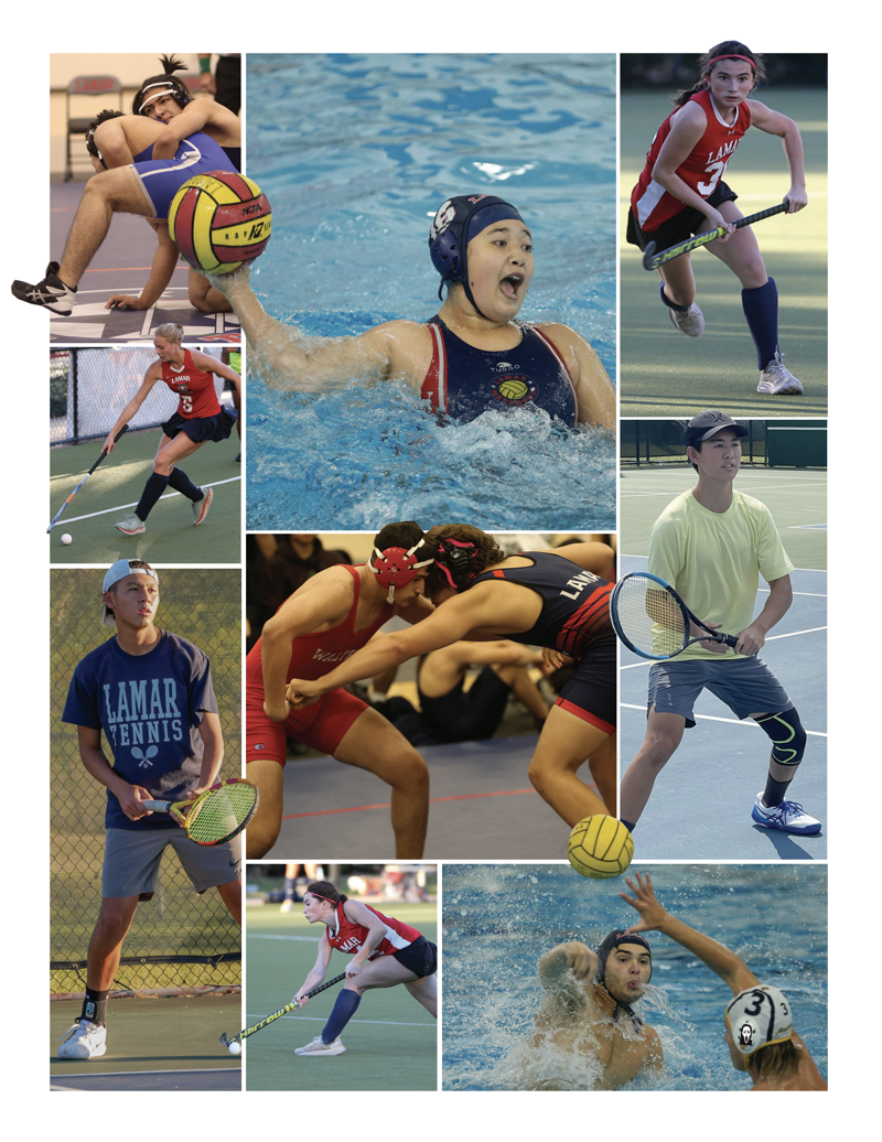 A collage of aggressive sports that was featured in the Lamar Life print magazine.